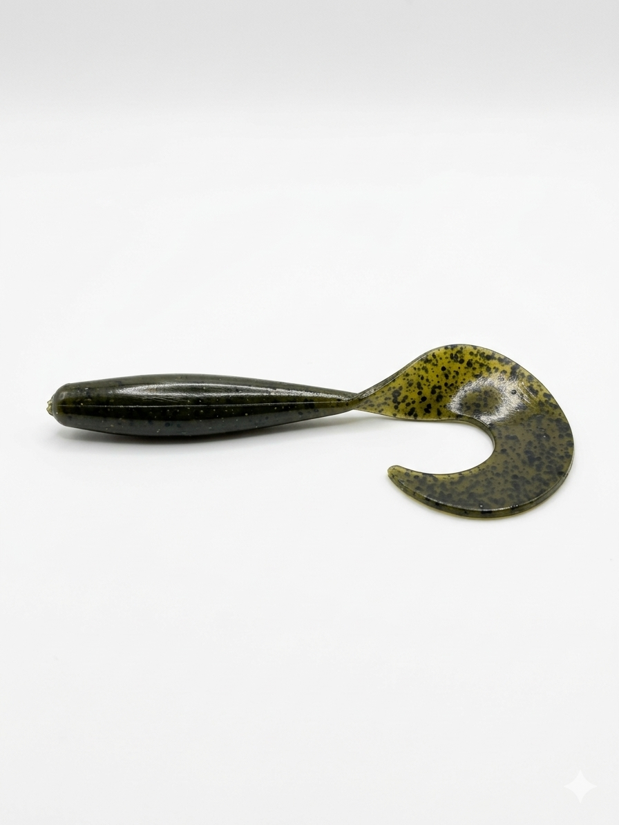 Curly Tail Grub (Green Pumpkin Black Flake)