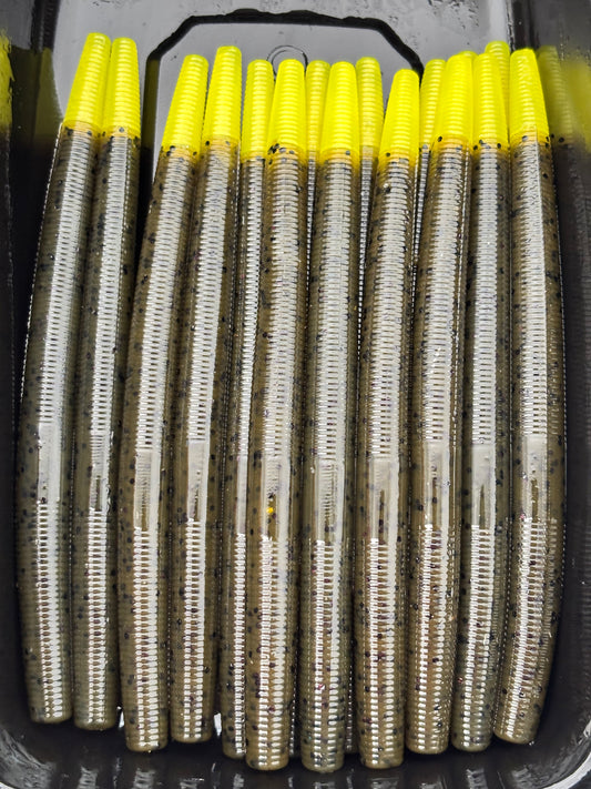 5” Stick Worm (green pumpkin w/ chartreuse tail)