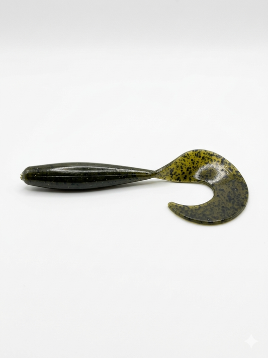 Curly Tail Grub (Green Pumpkin Black Flake)
