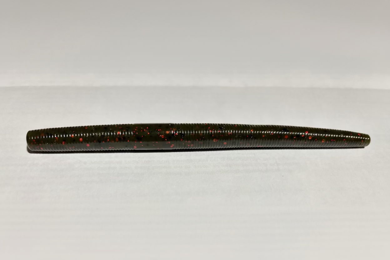 5” Stick Worm (Green Pumpkin Red and Black)