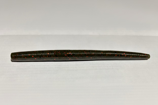 5” Stick Worm (Green Pumpkin Red and Black)