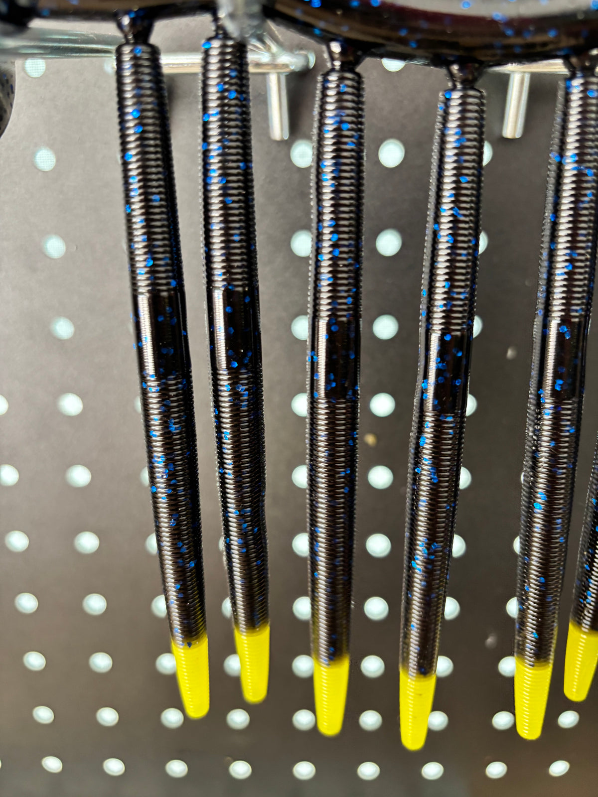 5” Stick Worm (black and blue w/ chartreuse tail)